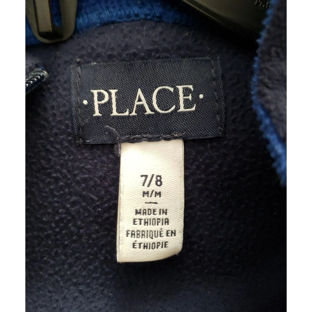 Place Boys Fleece Jacket Size‎ 7/8. Blue and black 3/4 zipper